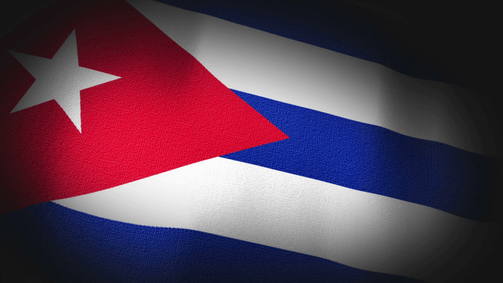 K D Animation of Cuba, Cuban, Flag Closeup Canvas Texture Motion