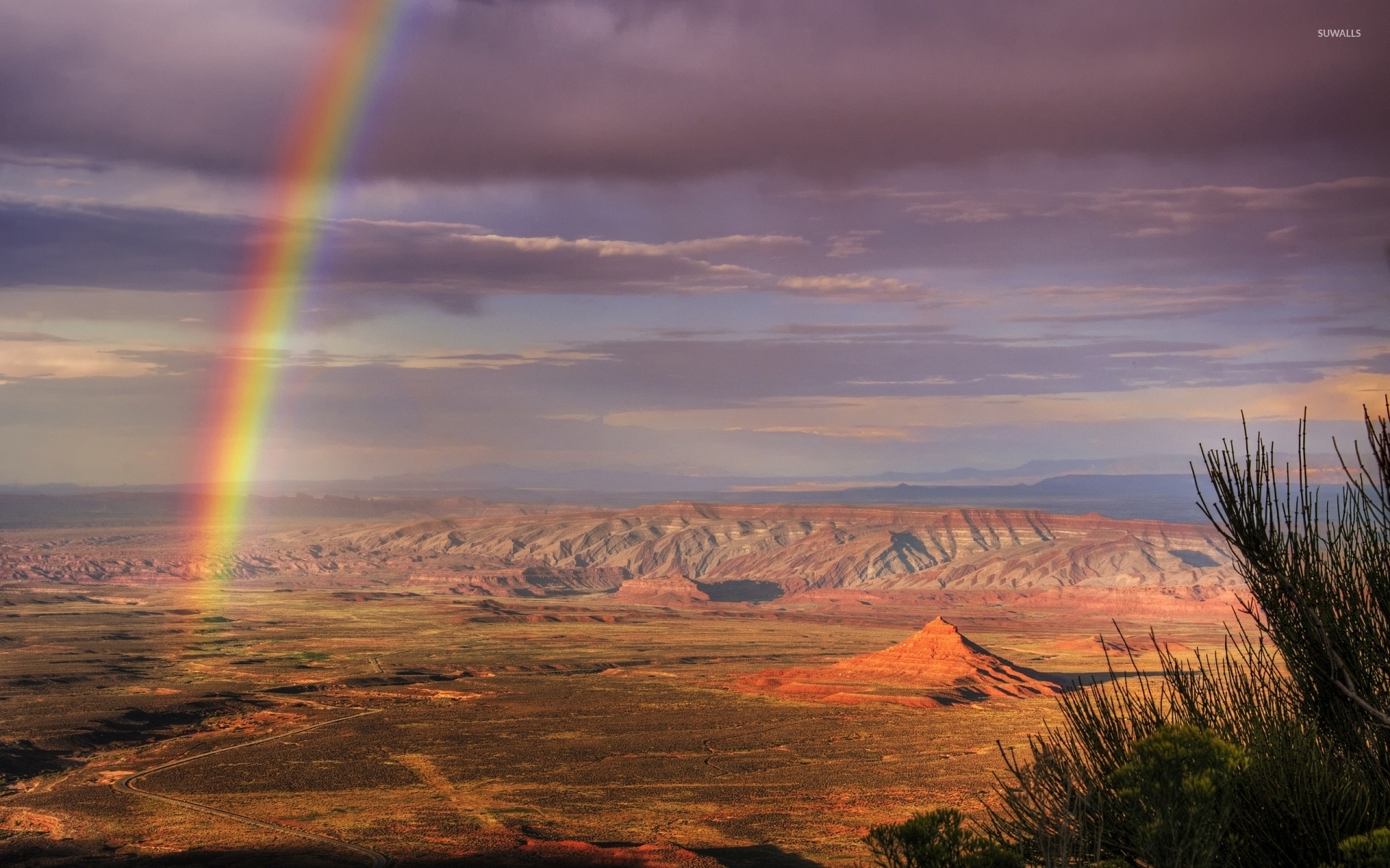 Rainbow over Atacama Desert in Chile wallpapers