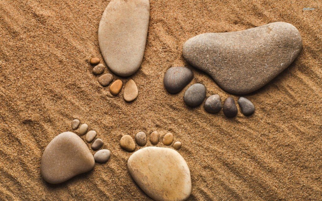 Footprints Made Of Pebbles