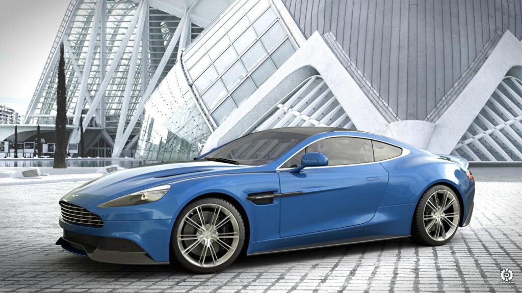Wallpaper Aston Martin Vanquish Blue Side automobile