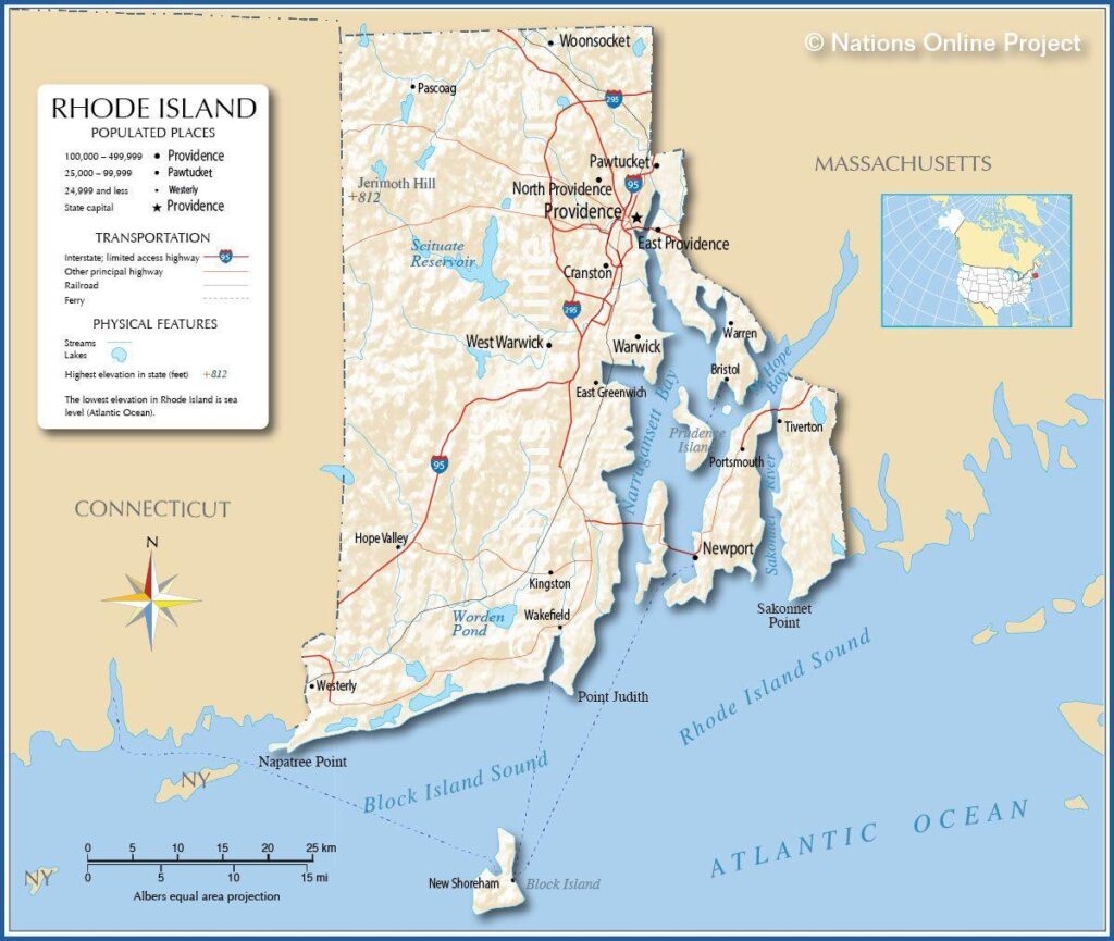 Map Of Rhode Island Usa