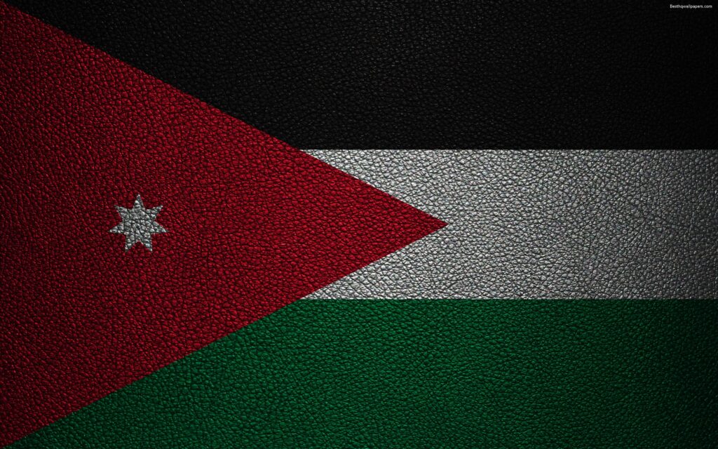 Download wallpapers Flag of Jordan, k, leather texture, Jordanian