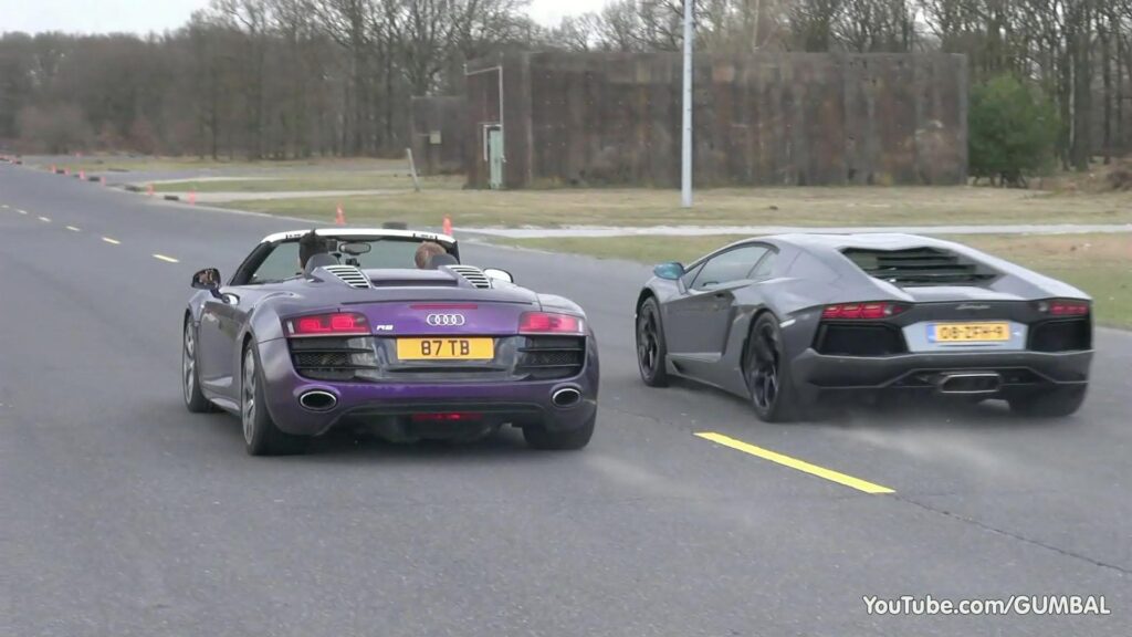 Audi R V Spyder ‘Shmee’ vs Lamborghini Aventador LP