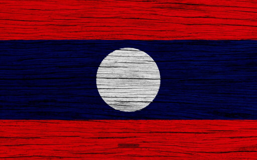 Download wallpapers Flag of Laos, k, Asia, wooden texture, Laotian