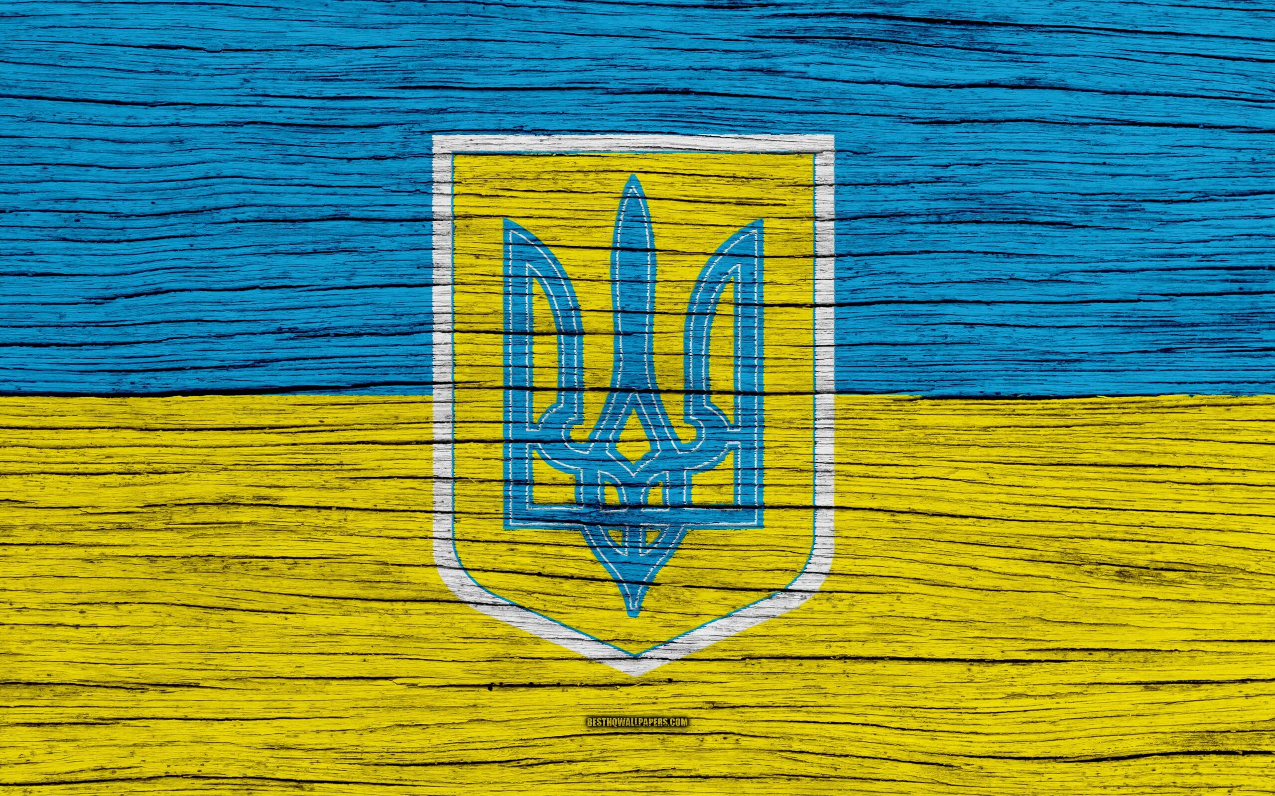 Download wallpapers Ukrainian flag, emblem of Ukraine, k, Flag of