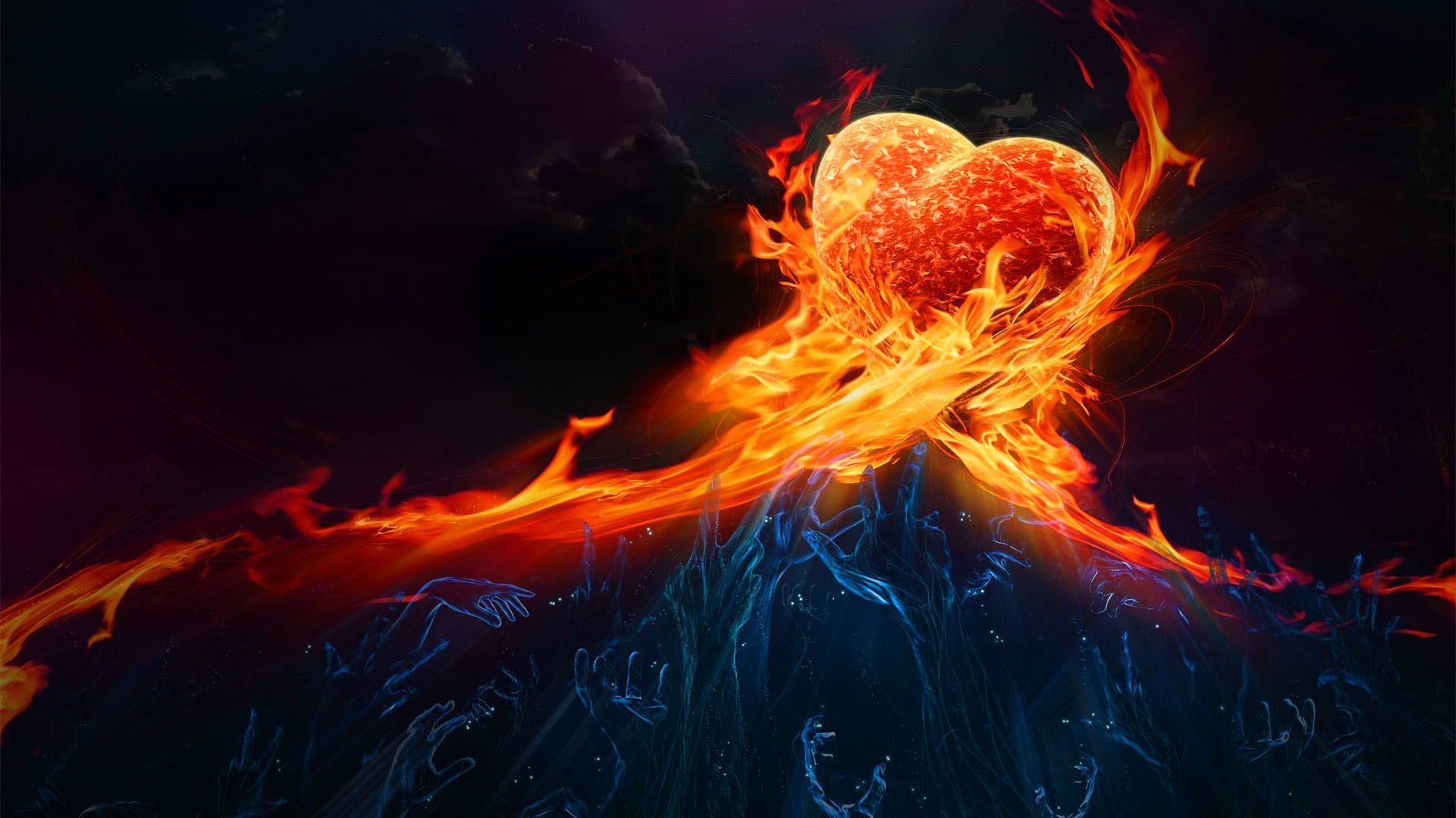 Abstract fire love 2K wallpapers
