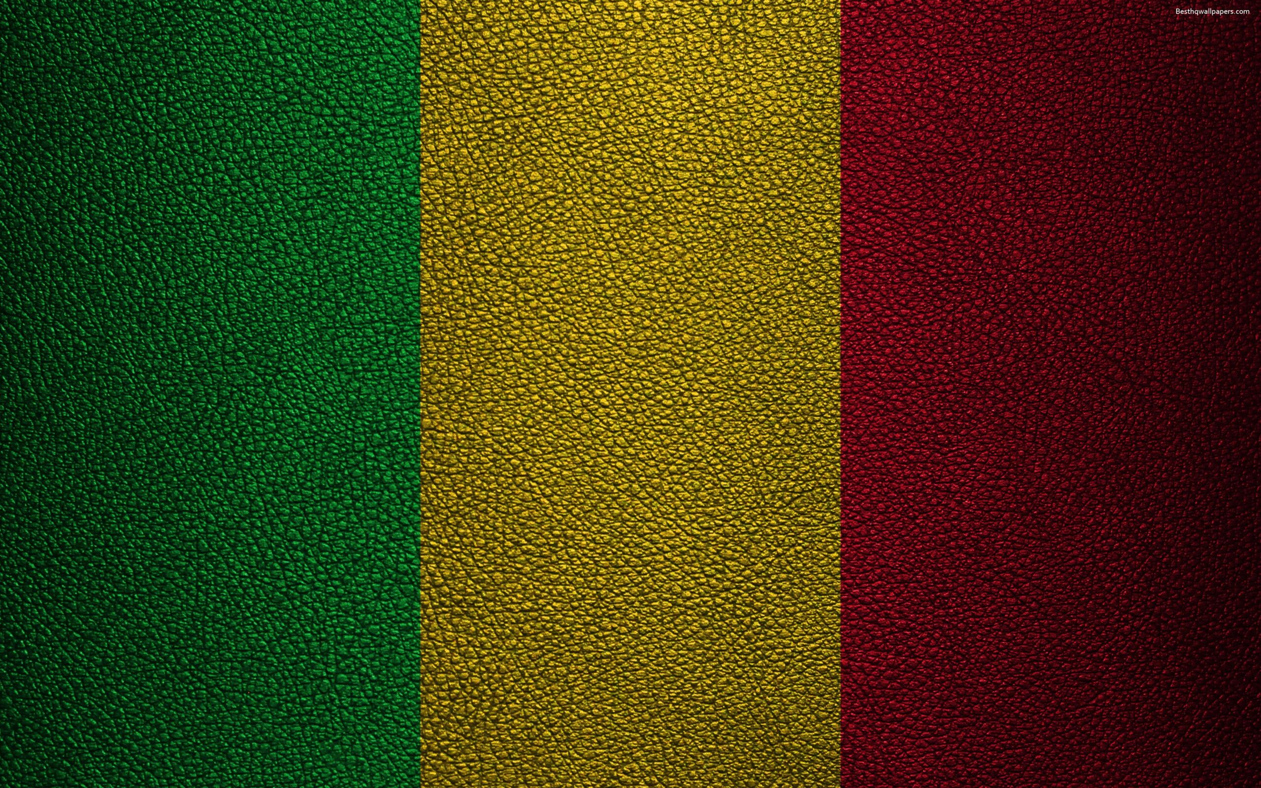 Download wallpapers Flag of Mali, K, leather texture, Africa