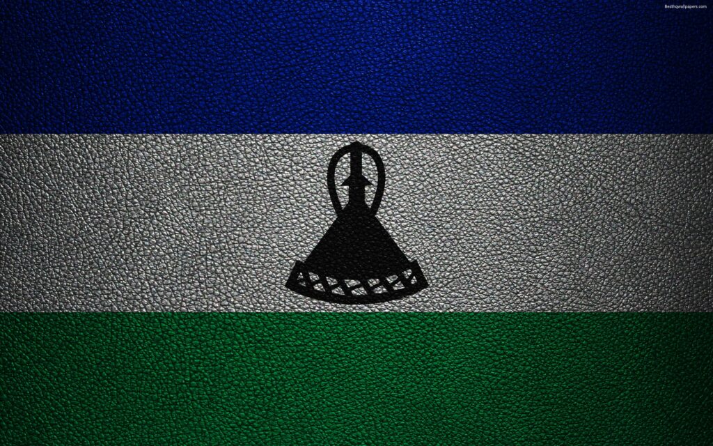Download wallpapers Flag of Lesotho, k, leather texture, Africa