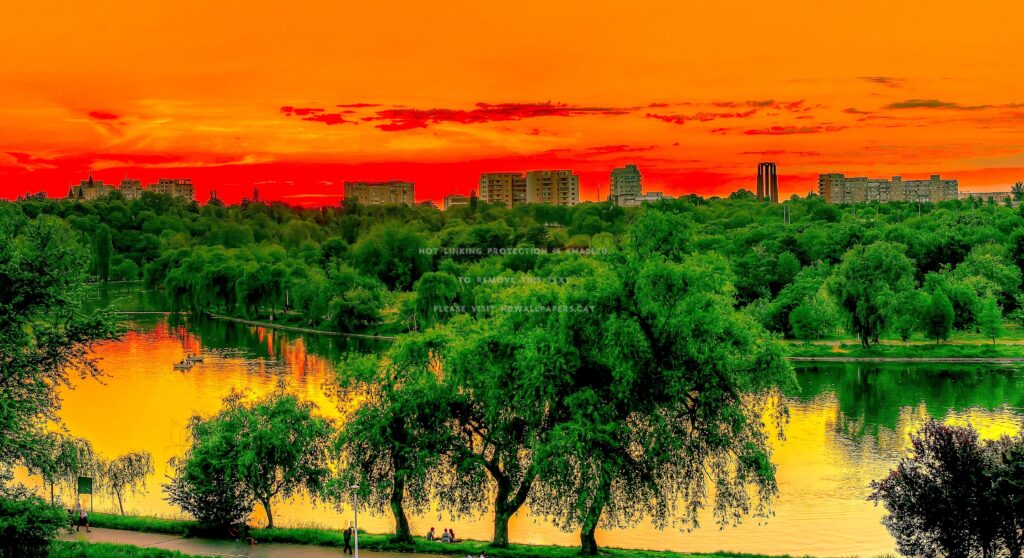 Romanian park pond bucharest landscape