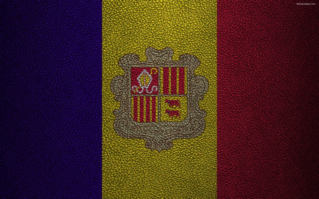 Download wallpapers Flag of Andorra, K, leather texture, Andorran
