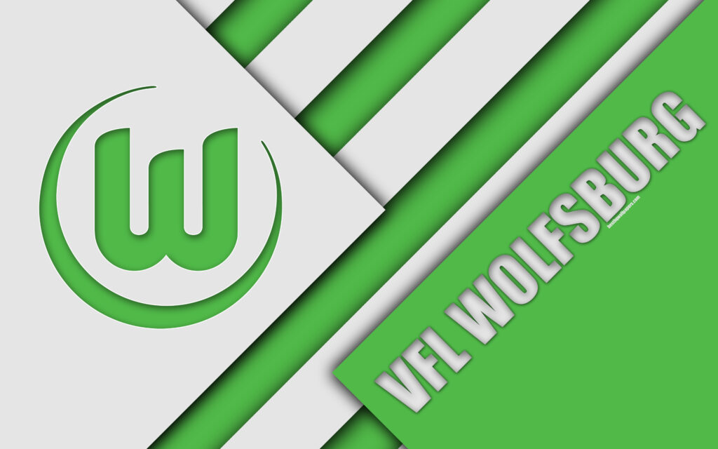 Download wallpapers VfL Wolfsburg FC, k, material design, emblem