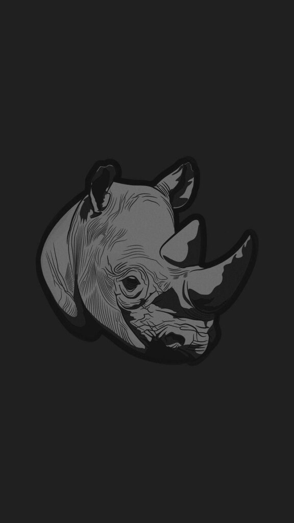 Thoughtful Rhino Dark Minimal Illust Art iPhone Wallpapers