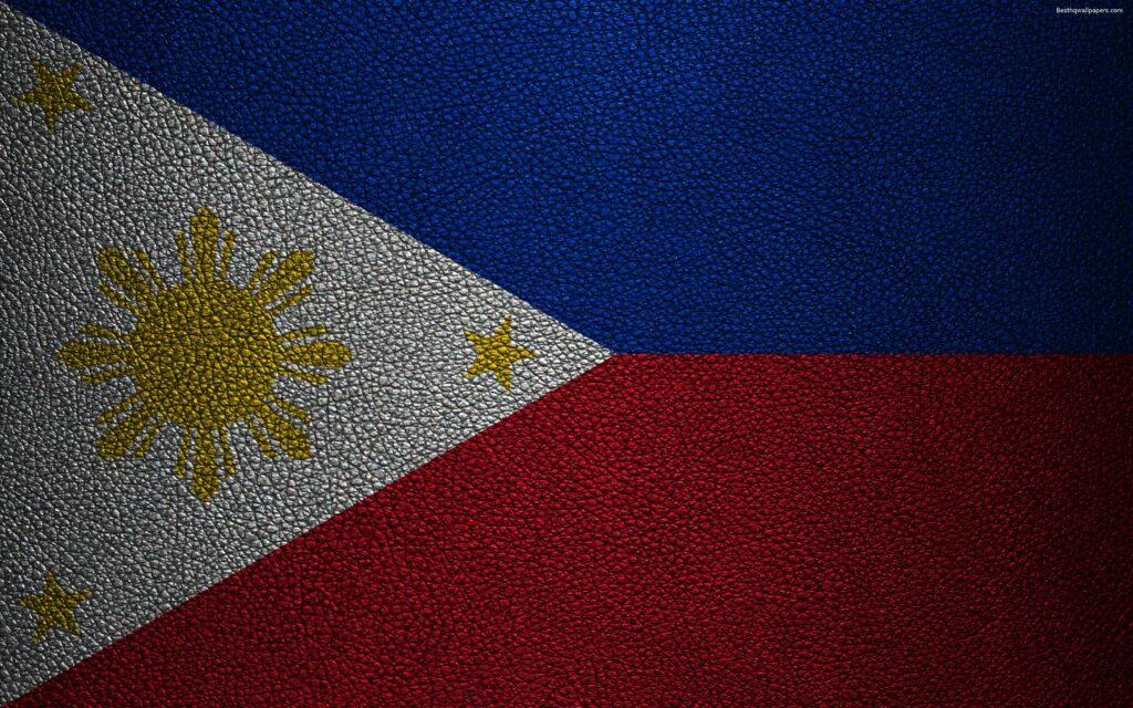 Download wallpapers Flag of the Philippines, K, leather texture
