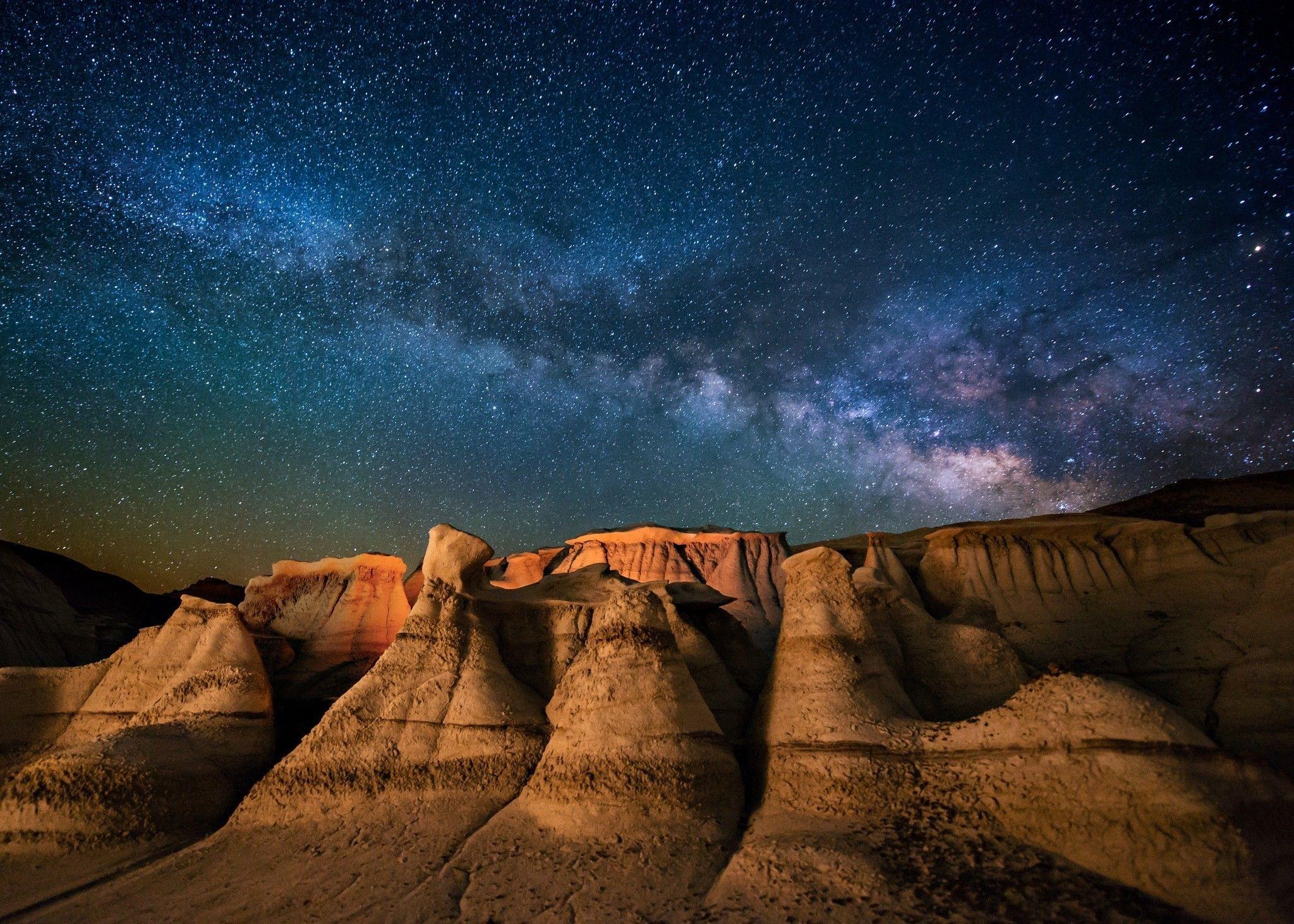 Landscape, Nature, Milky Way, Galaxy, Starry Night, Desert