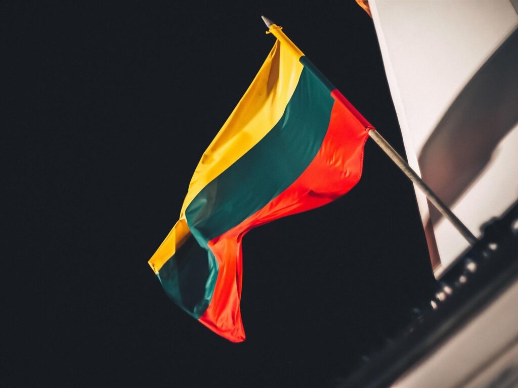 Wallpapers Lithuania flag, night 2K Picture, Wallpaper