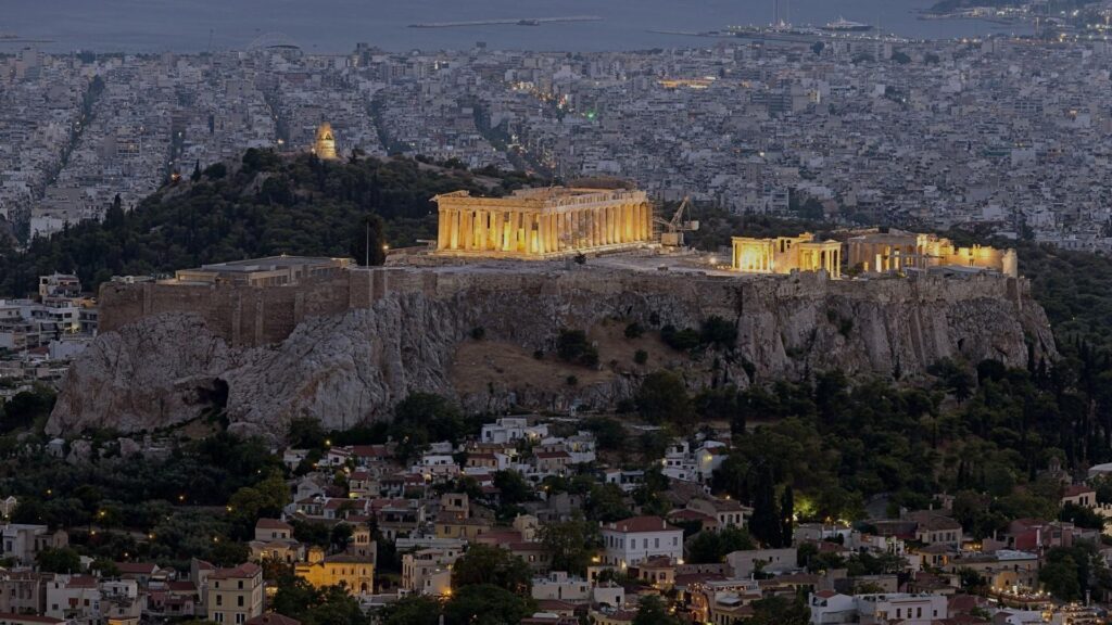 2K Wallpapers greece athens parthenon 4K view light, Desktop