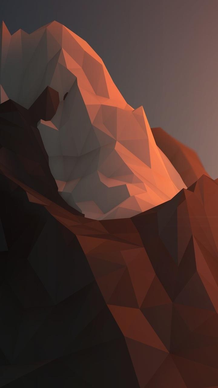 Geometry, snow, rock, rendering, minimalism, mountains, ice