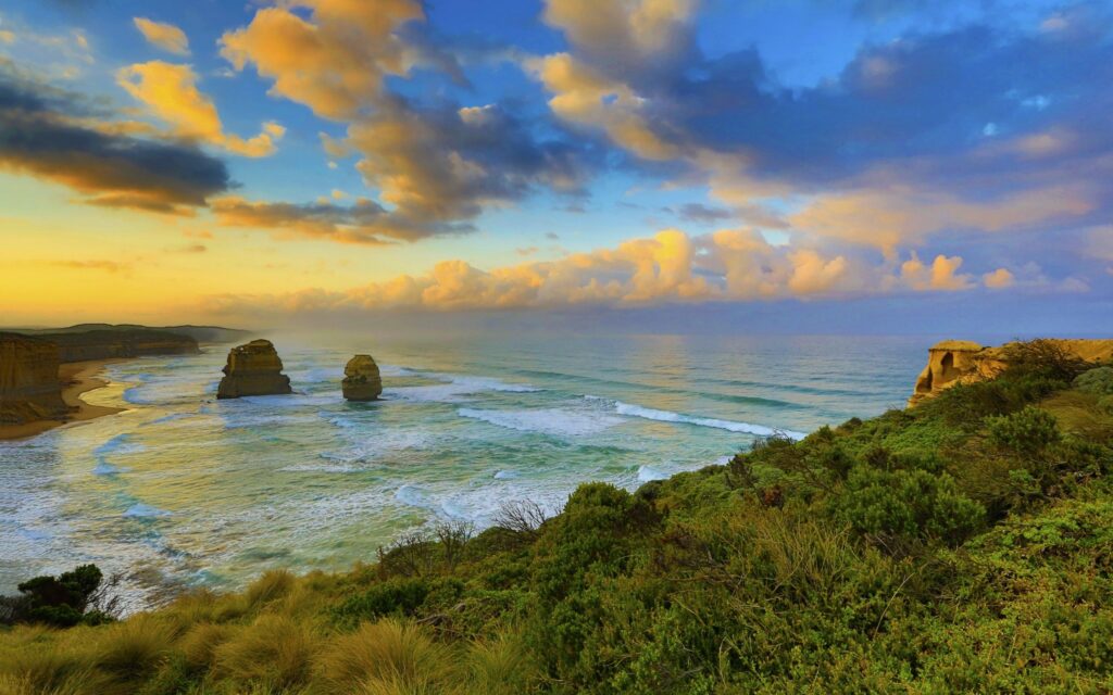 Dawn Cloud Landscape Sea Australia Victoria Great Ocean Road