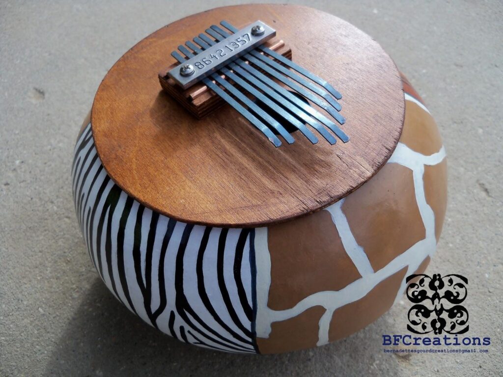 Bernadette’s Gourd Creations Animal Skin Kalimba Instrument