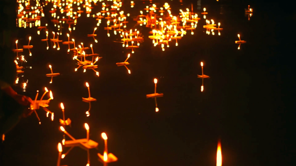 Loi Krathong Festival in Chiangmai, Thailand Thousand of floating