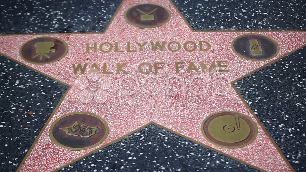 Movie celebreties stars on Walk of Fame in Hollywood in Los Angeles
