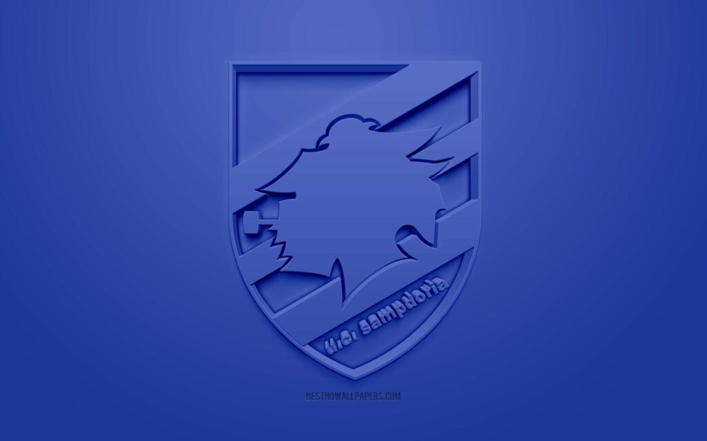 Download wallpapers UC Sampdoria, creative D logo, blue backgrounds