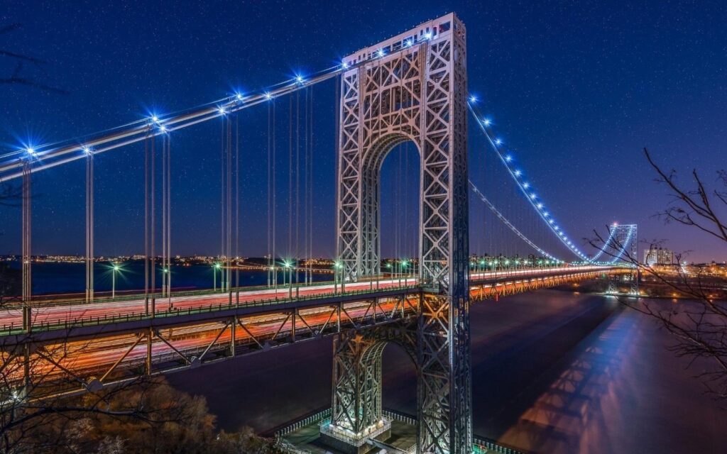 George Washington Bridge At Night 2K Wallpapers