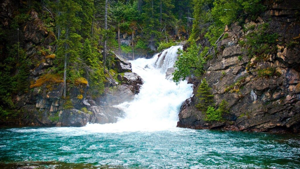 Waterfalls Montana Waterfall Park Mountains Nat Glacier Wallpapers