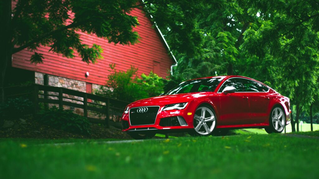 Download Wallpapers Audi, Rs, Red, Grass, Side view K