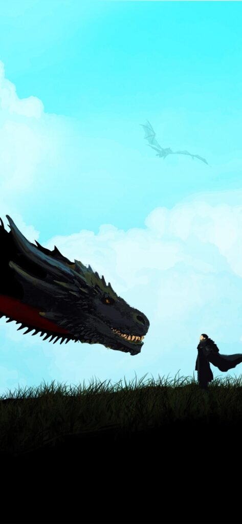 Download wallpapers jon snow and dragon, game of thrones