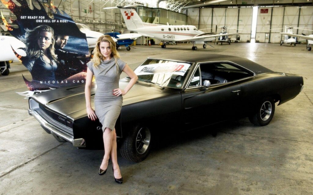 Amber Heard on a Dodge Charger wallpapers