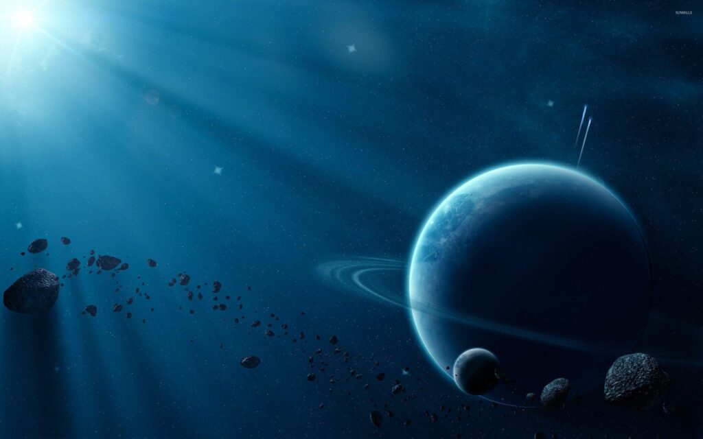 Asteroids near the planet wallpapers