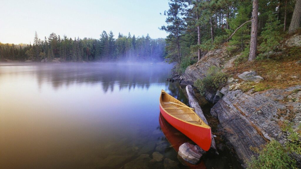 Canoe On The Morning Lake Wallpapers