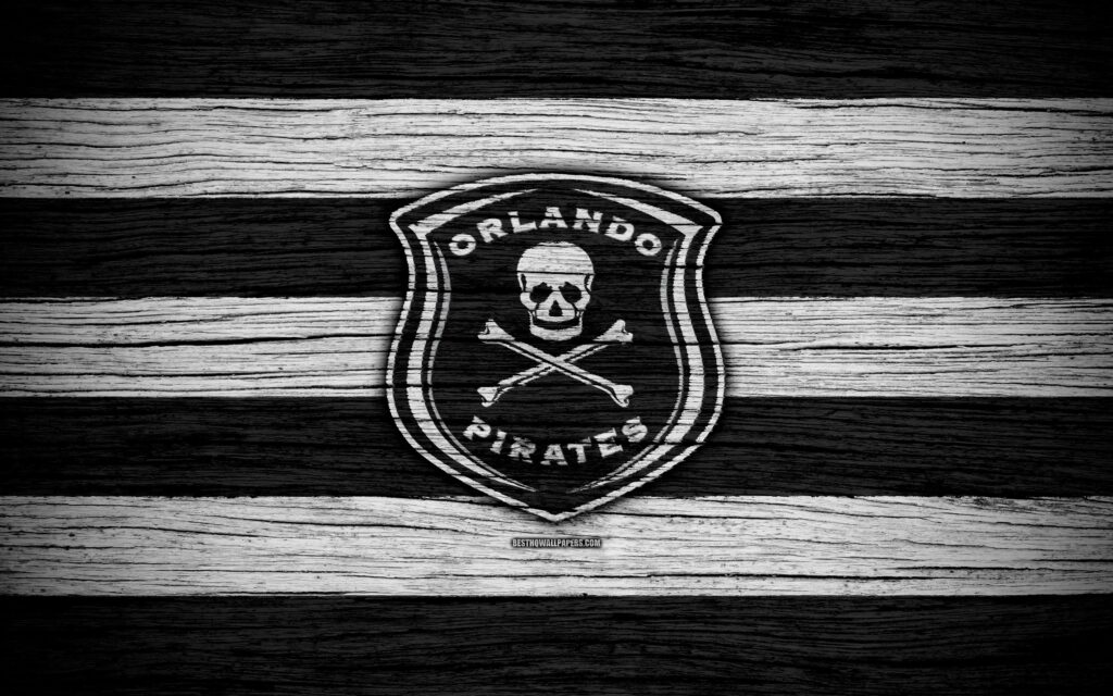 Download wallpapers FC Orlando Pirates, k, wooden texture, South