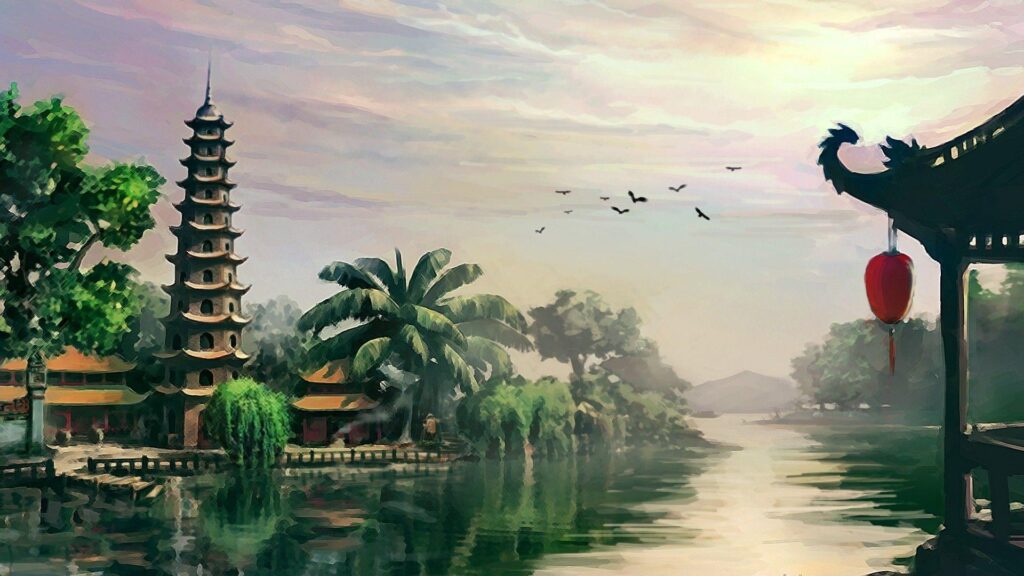 Vietnam Landscape Painting Wallpapers For Desk 4K & Mobile