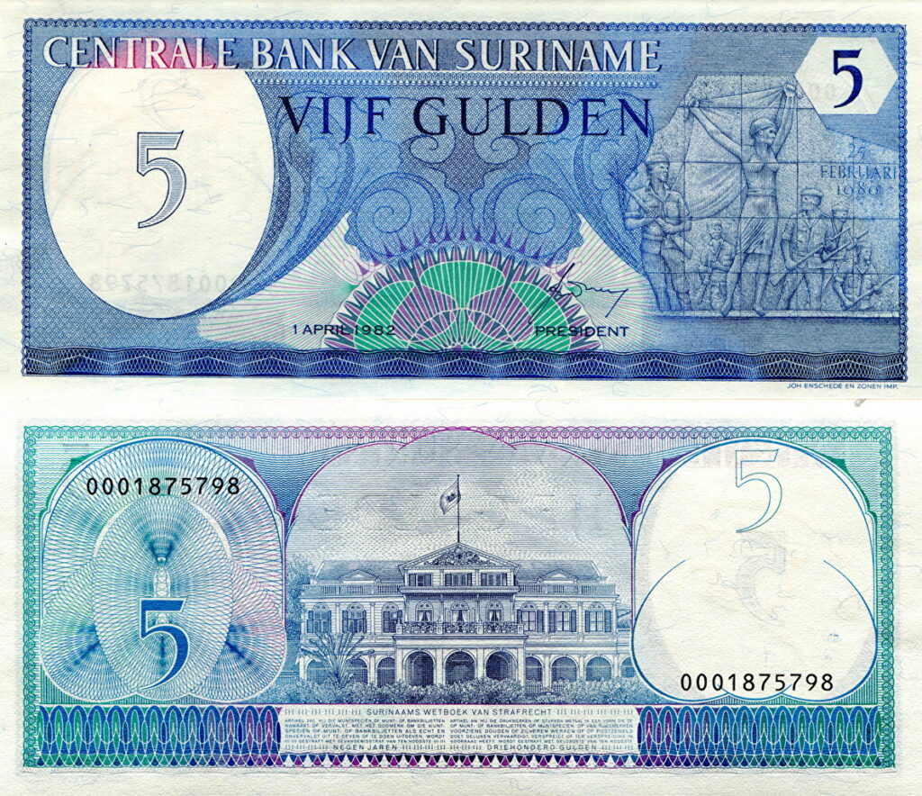 Wallpaper Banknotes guilders Suriname Money