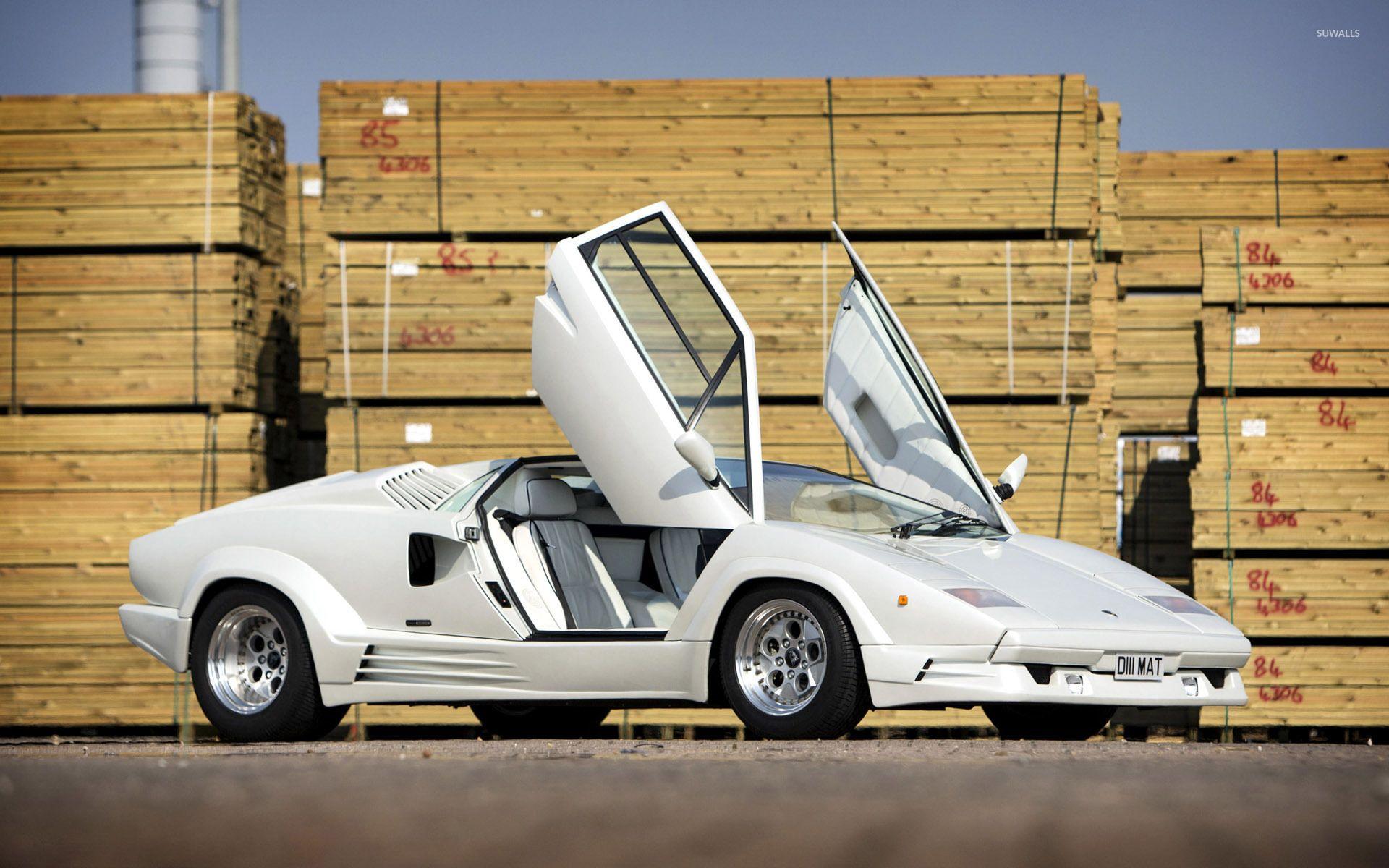 White Lamborghini Countach with opened doors wallpapers