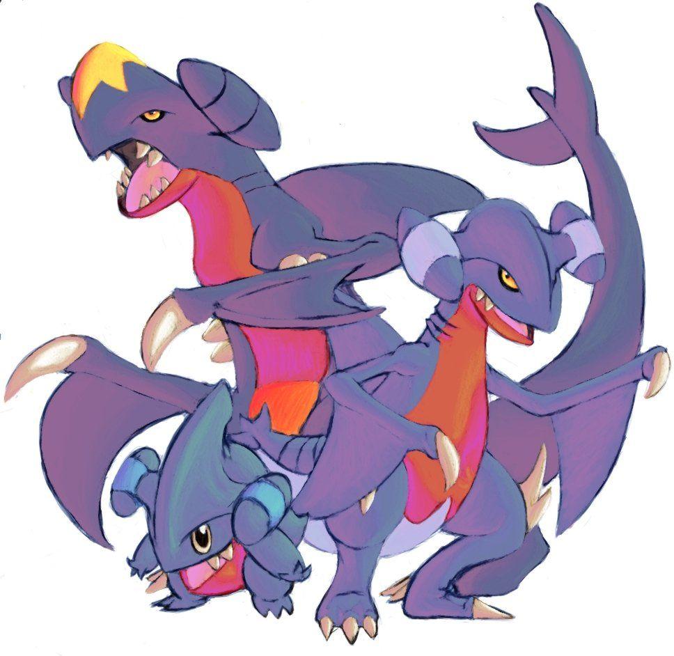 Garchomp, Gible and Gabite by DragonicDarkness