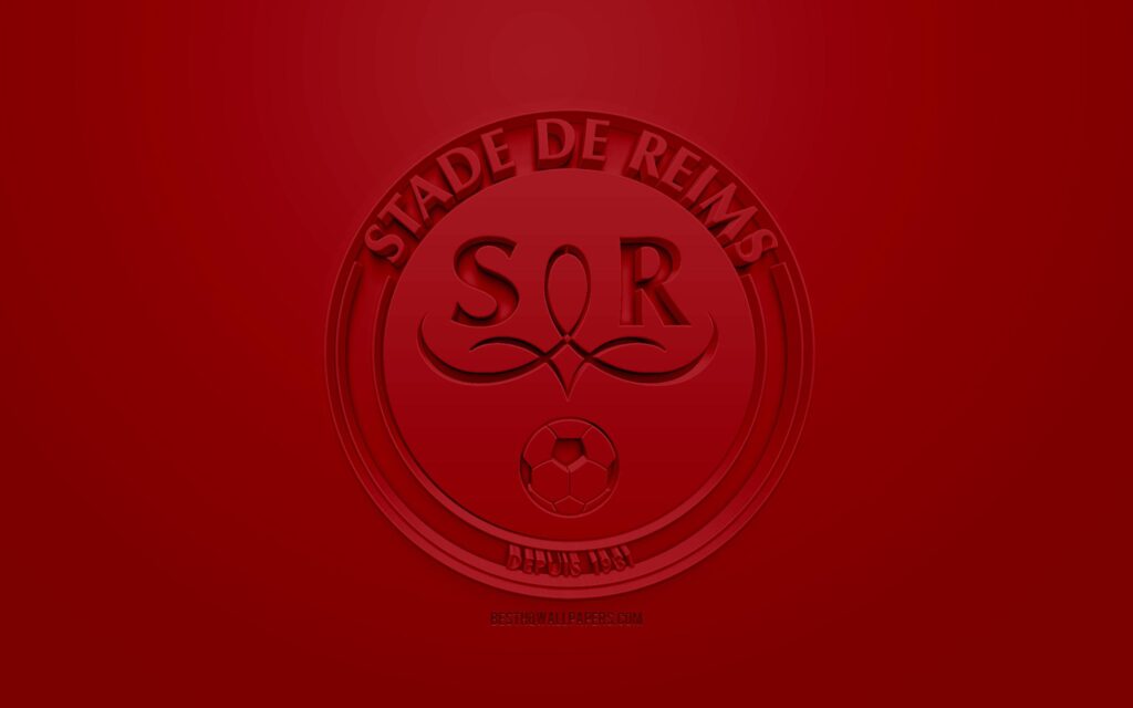 Download wallpapers Stade de Reims, creative D logo, dark red