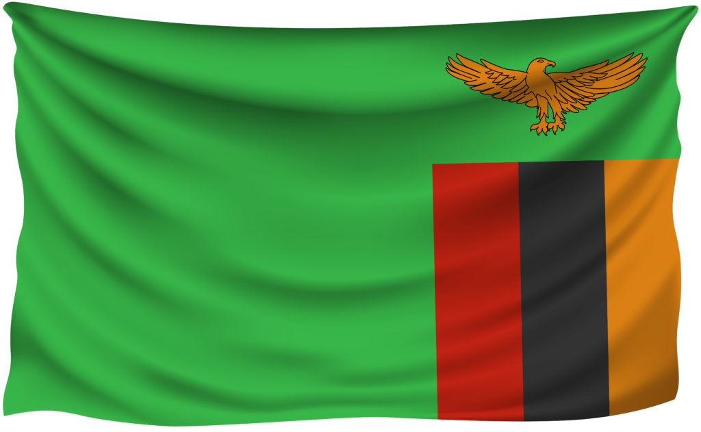 Zambia Wrinkled Flag