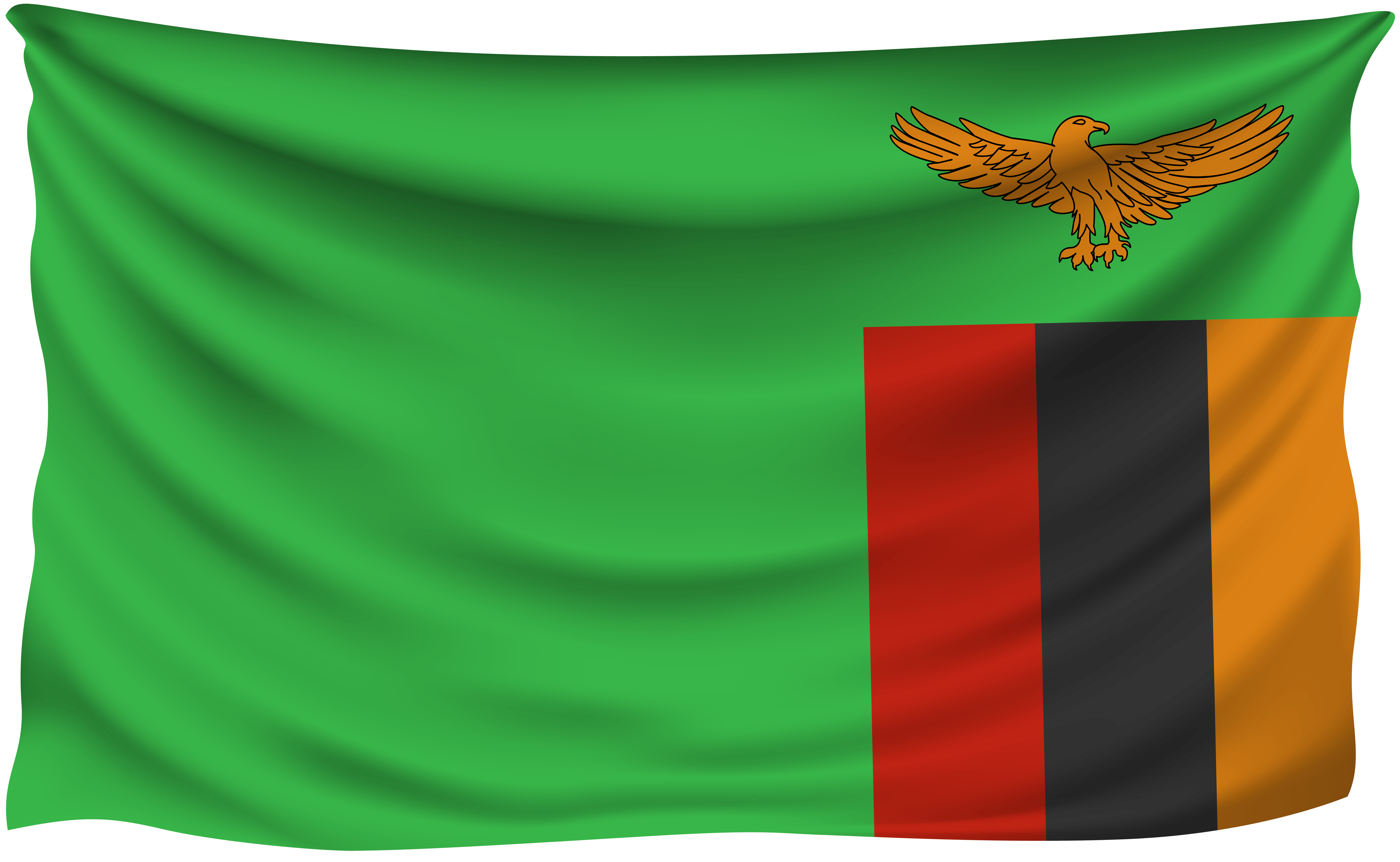 Zambia Wrinkled Flag