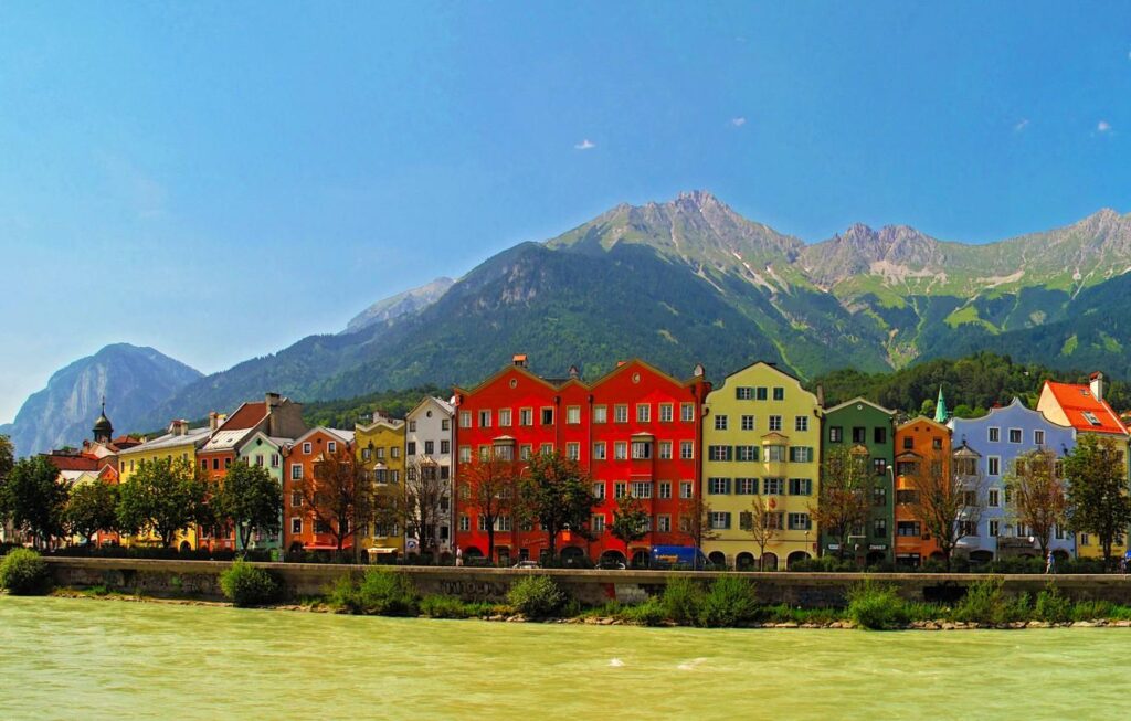 Wallpapers mountains, the city, river, photo, home, Austria