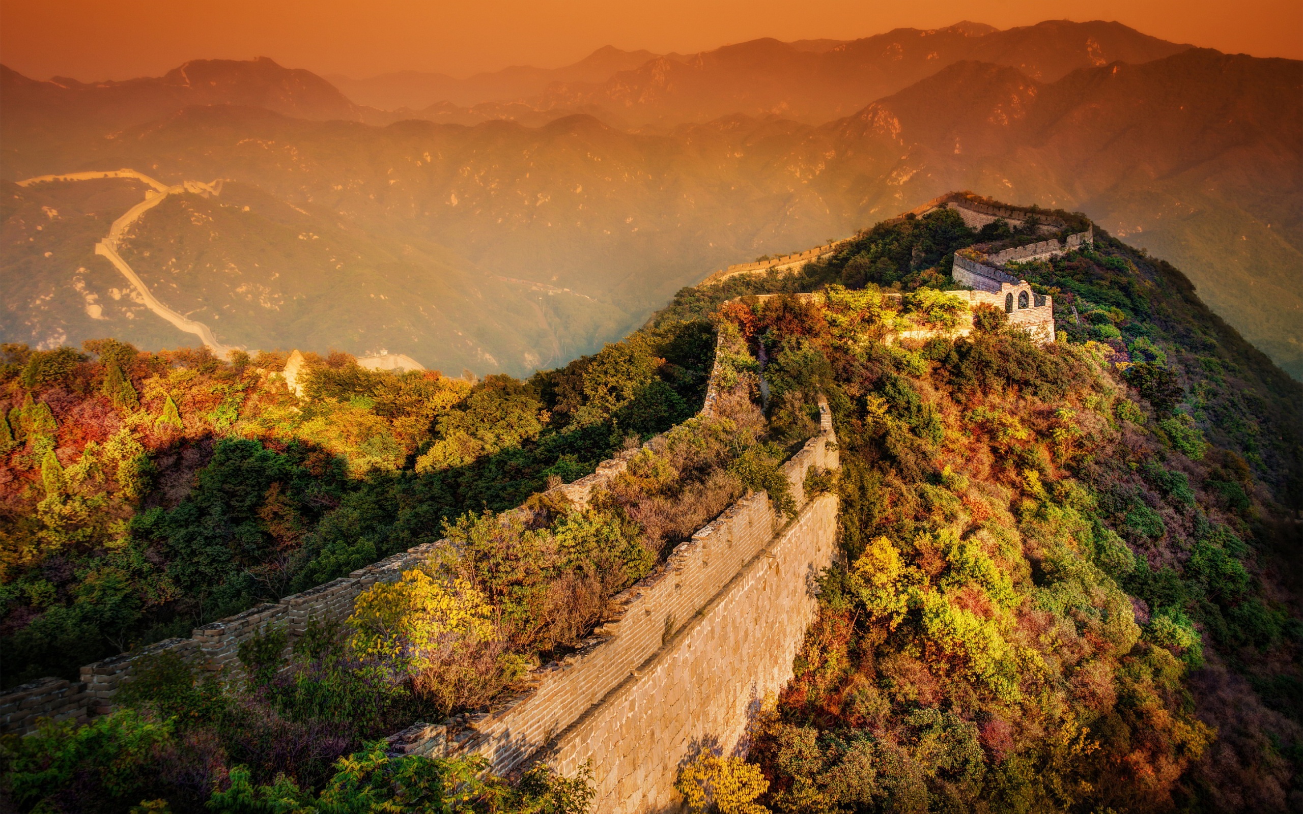 Sunset In Great Wall Of China Wallpapers