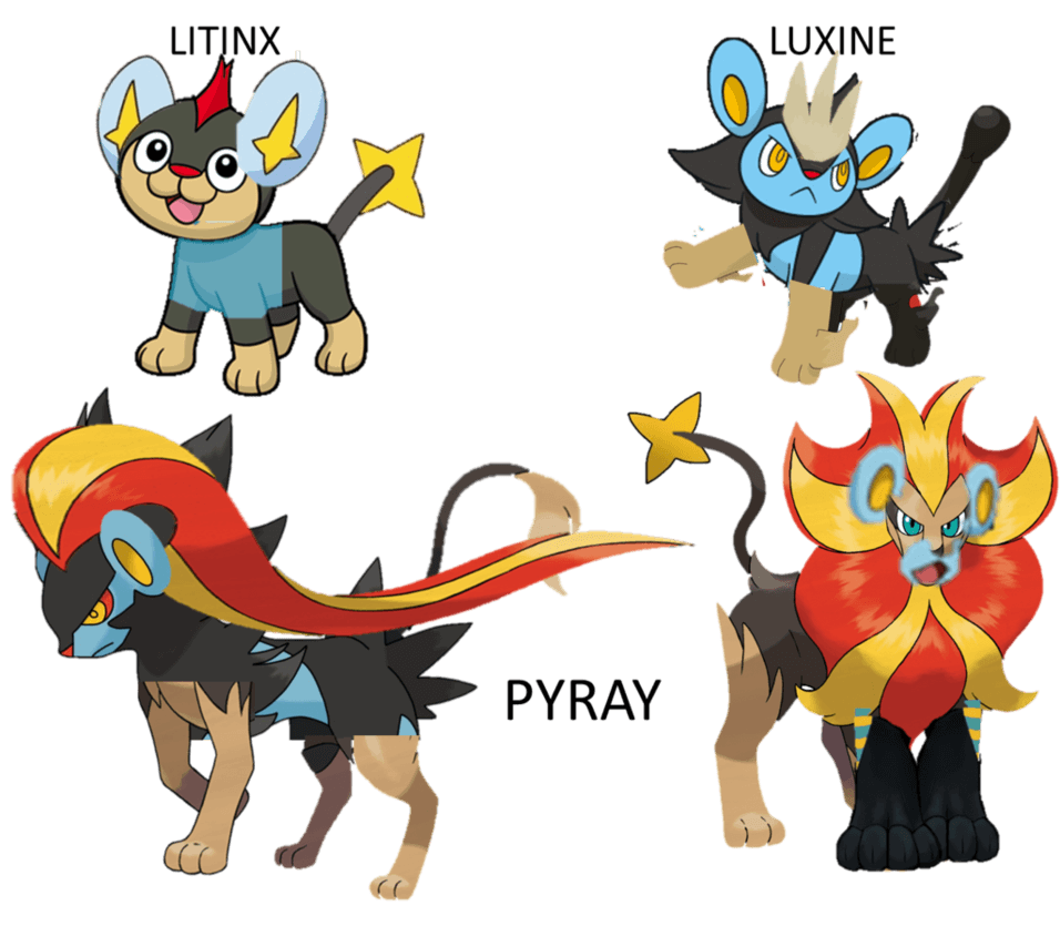 Pyroar|Luxray family by mywaterpokemon
