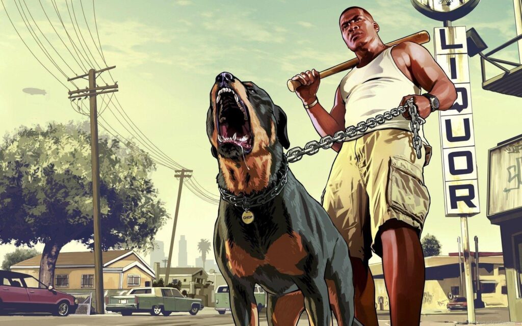 Download GTA Franklin With A Rottweiler Wallpapers