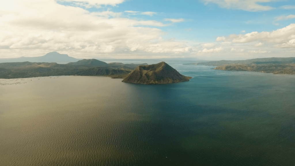 Aerial view Taal Volcano on Luzon Island North of Manila in