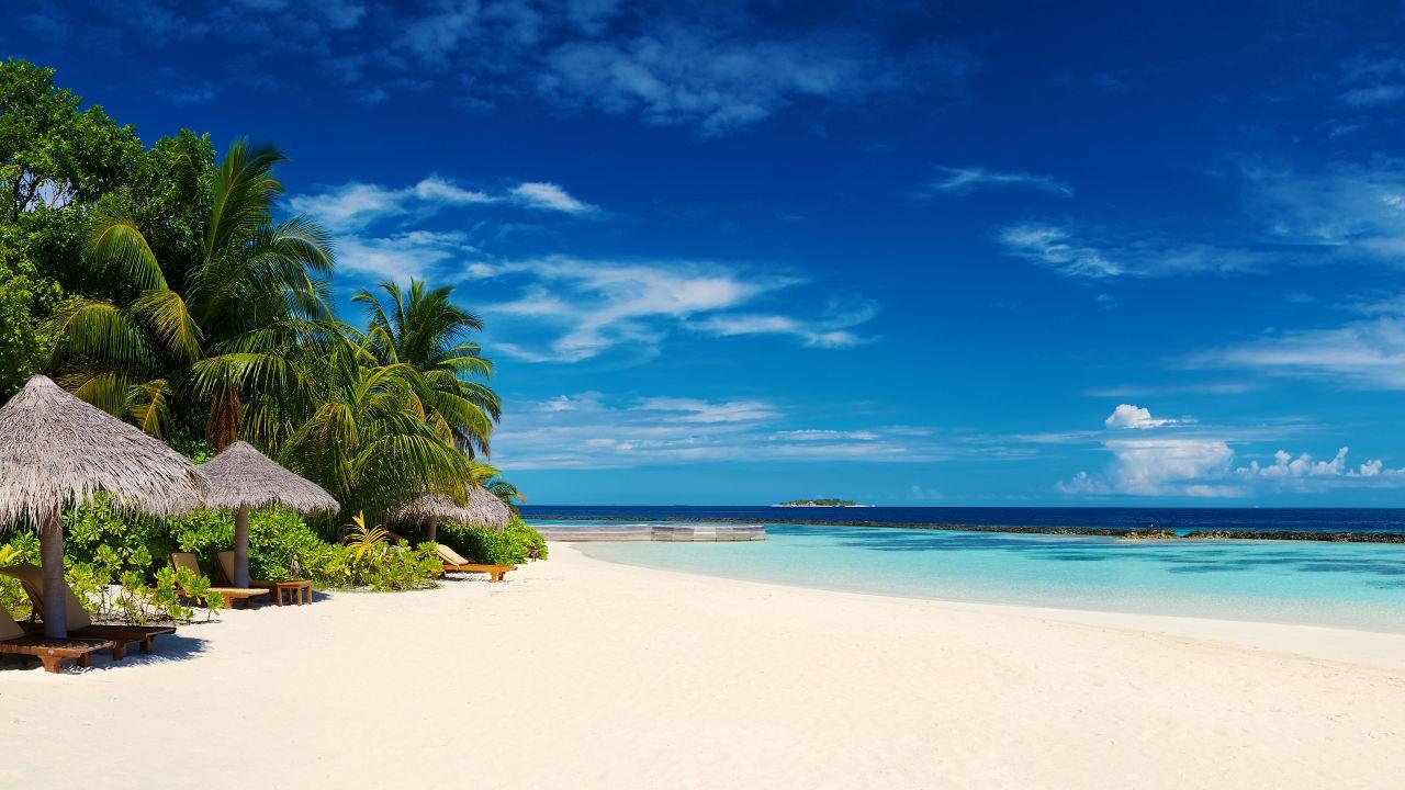 Wallpapers Maldives, Tropical beach, Seascape, Ocean, Island, K