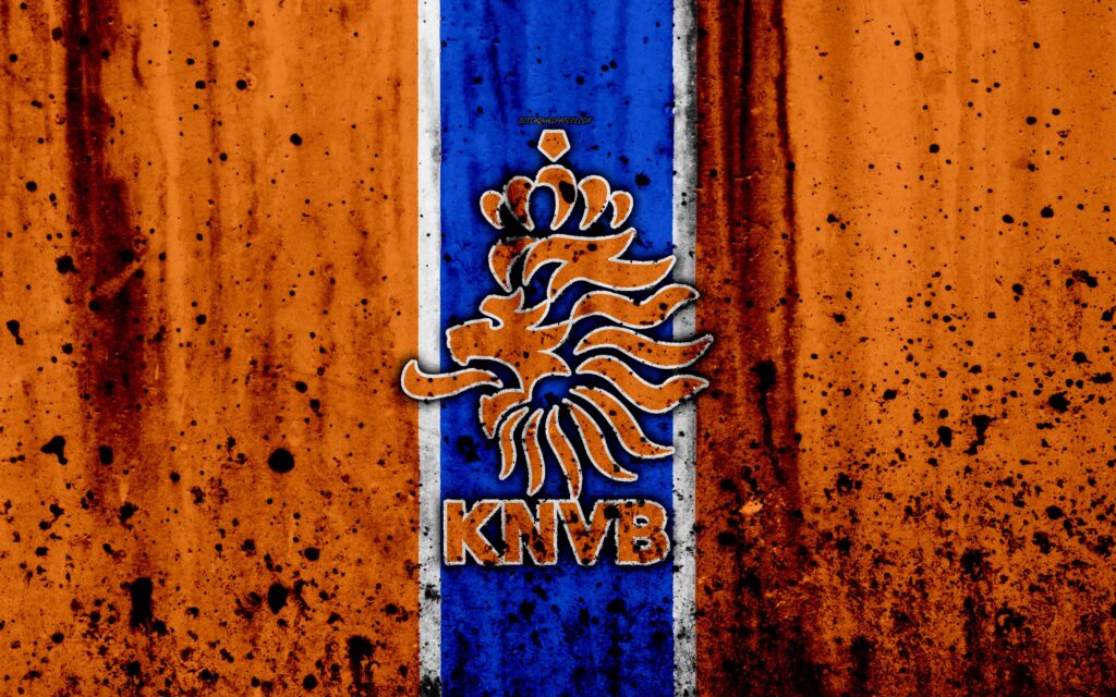 Download wallpapers Netherlands national football team, k, logo