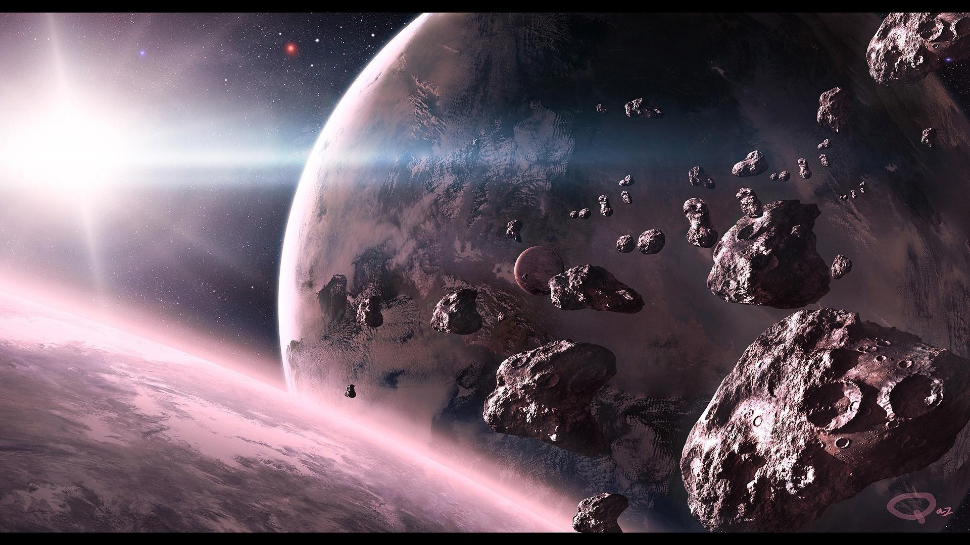Outer space planets earth digital art asteroids wallpapers