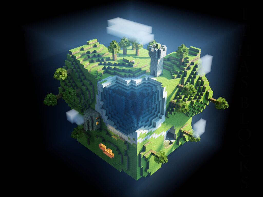Download wallpapers minecraft, planet, cube, cubes, world
